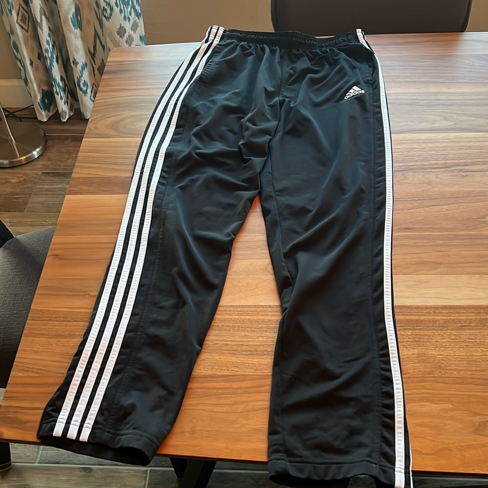 Adidas black polyester Trackpants size L